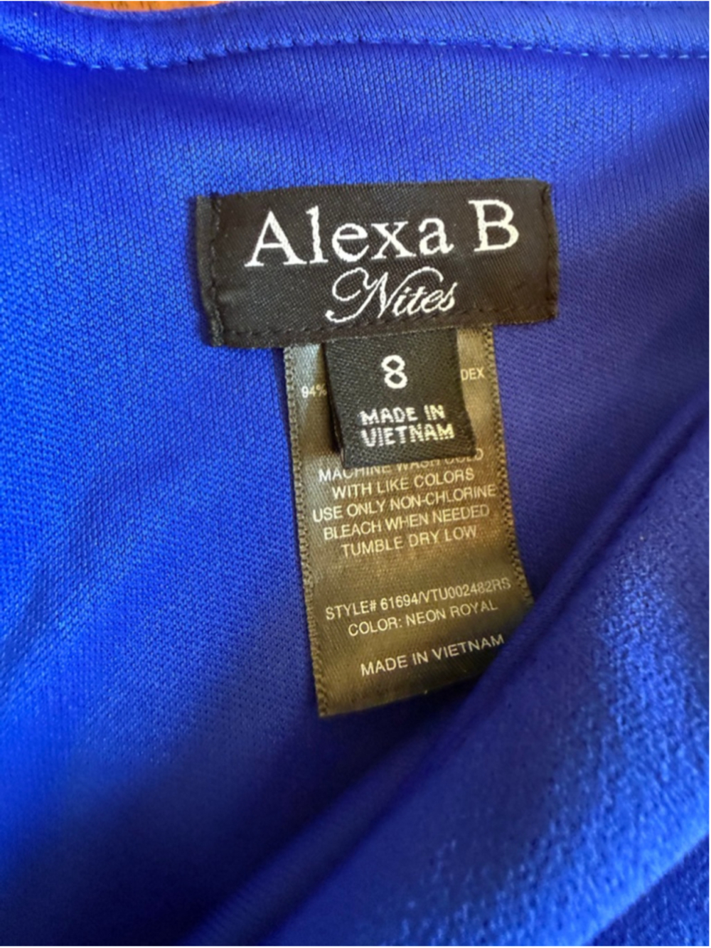Alexa B Nites Royal Blue Off-Shoulder Midi Dress Size 8 - Picture 6 of 13